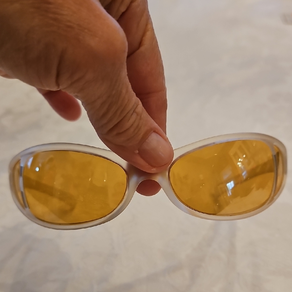 Versus Versace Clear White Sunglasses With Yellow Lenses.  Retro Cool